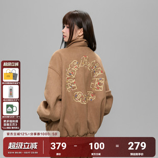 AFGK25FW民族风重磅麂皮环形刺绣夹克春秋美式复古男女上衣外套