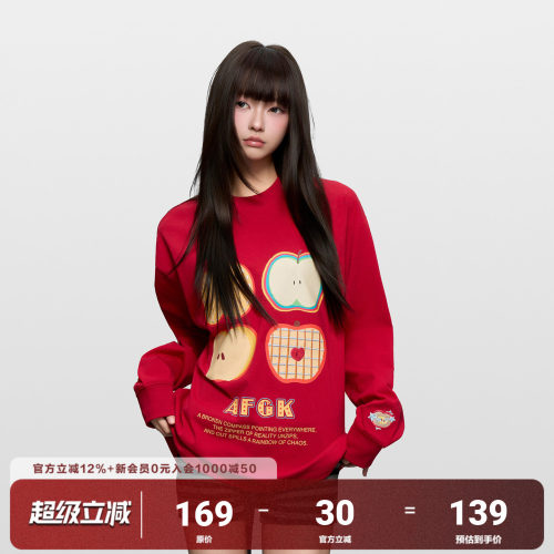 AFGK25FW四个苹果刺绣长袖T恤