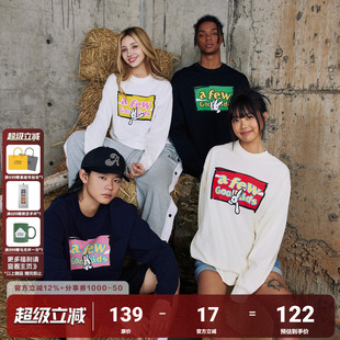 AFGK24FW国潮美式 T恤男女春秋情侣装 休闲打底衫 兔子涂鸦印花长袖