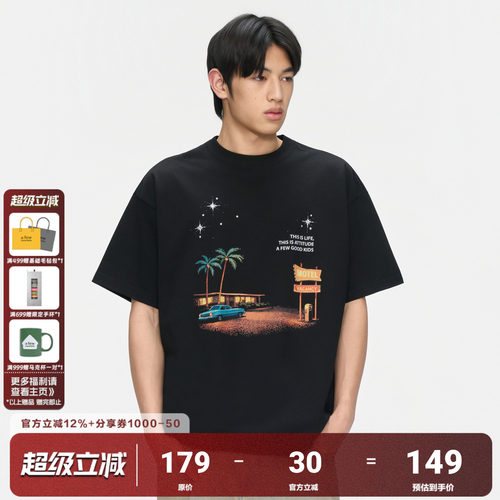 AFGK26SS做旧夜景印花短袖T恤