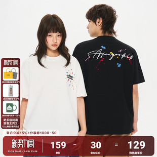 休闲情侣T恤美式 正肩美式 上衣 重磅多色泼墨刺绣短袖 AFGK26SS美式
