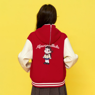 AFGK x 不二家联名 水手服连帽棒球服两穿美式休闲秋季上衣女