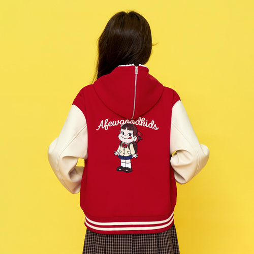 AFGK x 不二家联名 水手服连帽棒球服两穿美式休闲秋季上衣女