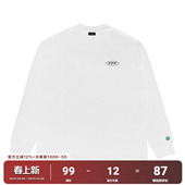 白色潮牌体恤打底衫 嘻哈基础款 T恤男潮流街头美式 FFF纯色刺绣长袖