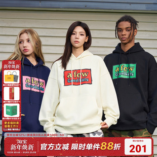 秋上衣 涂鸦印花连帽卫衣男女潮牌情侣帽衫 AFGK24FW 420G重磅美式