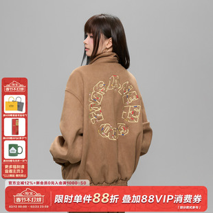 AFGK25FW民族风重磅麂皮环形刺绣夹克春秋美式复古男女上衣外套