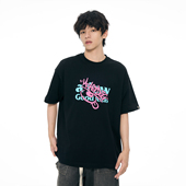 T恤男女夏季 AFGK Hotdog联名 喷绘撞色涂鸦印花短袖 美式 体恤