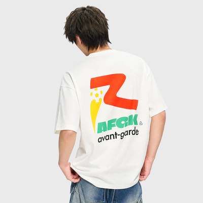 AFGK26SS撞色新logo短袖彩色字母印花美式街头宽松情侣款T恤上衣