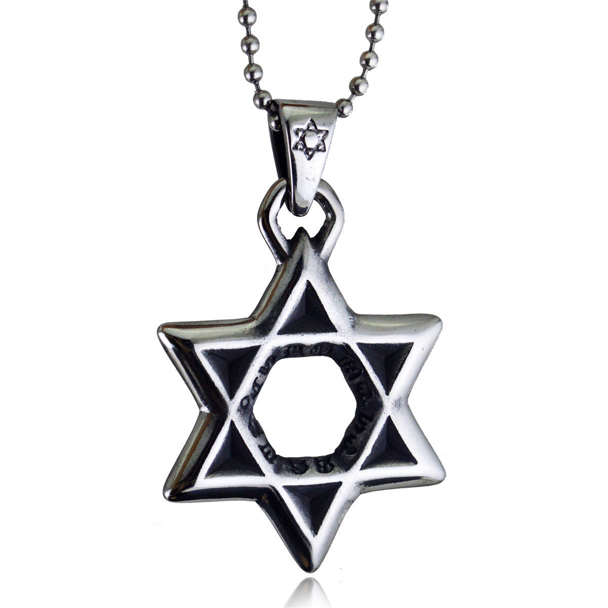 欧美钛钢六芒星毛衣链吊坠机车六角形造型潮男女士首饰品stn825