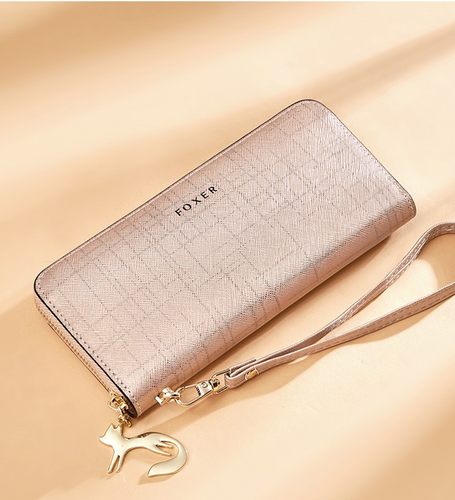 金狐狸钱包多功能女士真皮手拿包