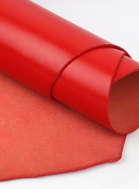 植鞣牛皮革面料头层真皮硬挺树膏皮手工diy皮具整张红色皮料