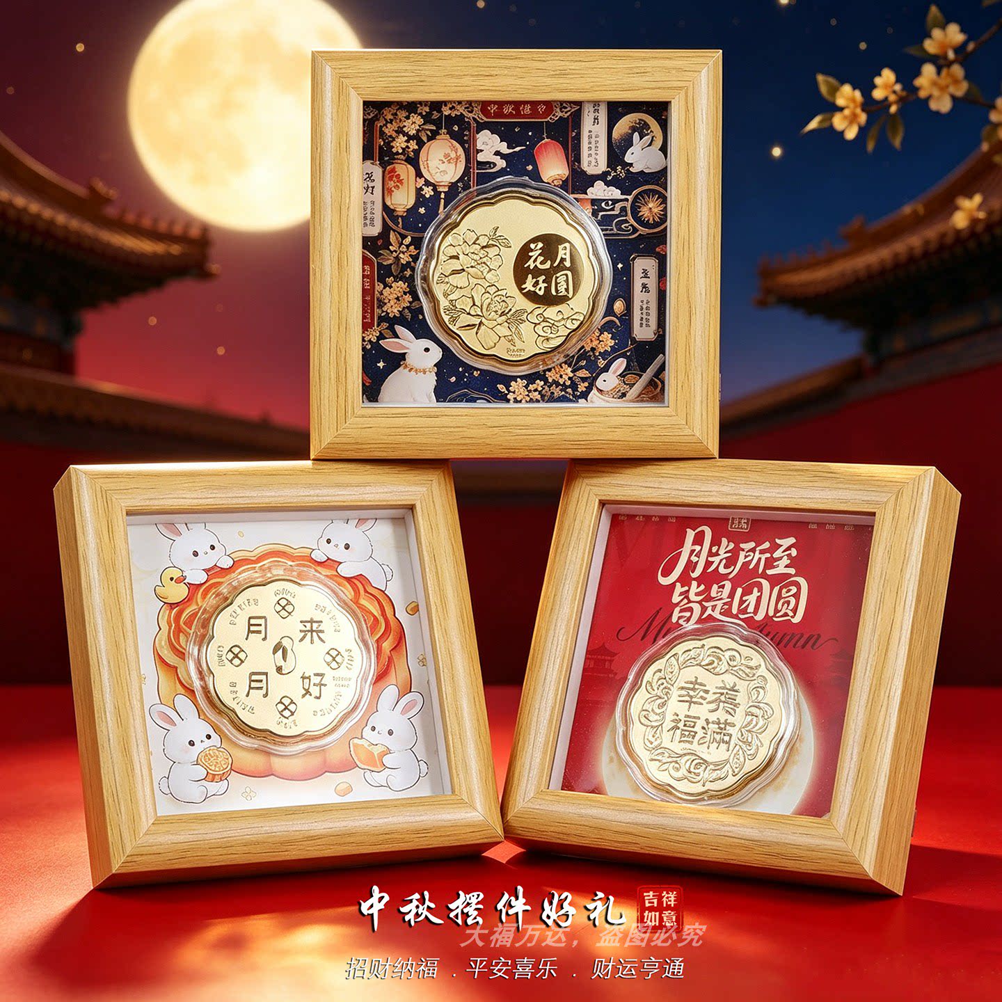 中秋礼物饼摆件花好月圆公司礼品