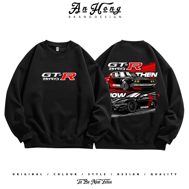 日产GTR-35赛车改装文化设计创意美式纯棉卫衣男装长袖百搭T恤衫