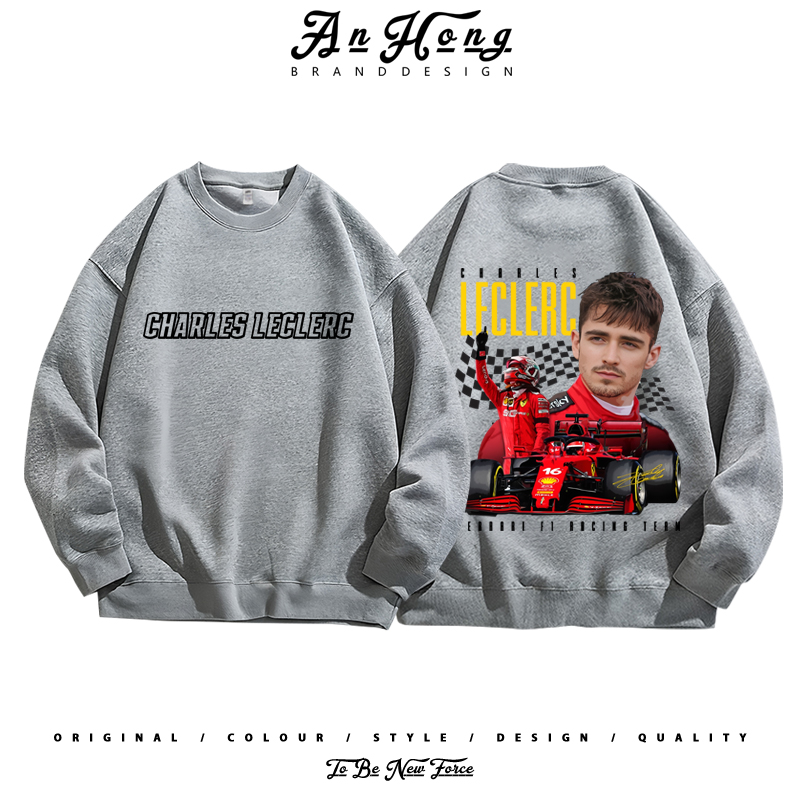 F1法拉利勒克莱尔Leclerc方程式赛车美式纯棉男装卫衣百搭长袖T恤