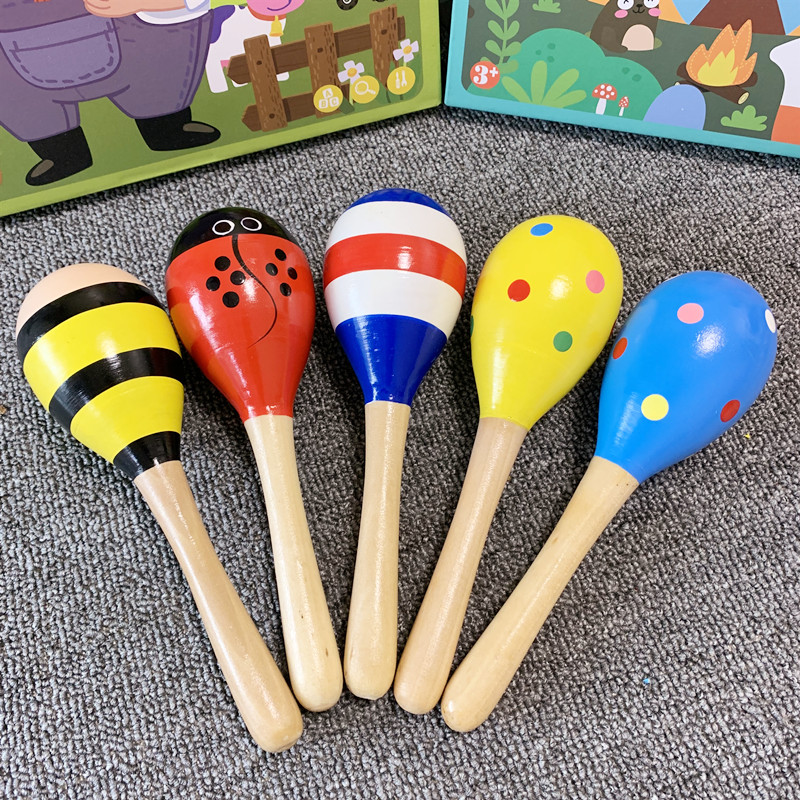 儿童木质沙锤幼儿园宝宝跳操舞蹈道具沙球婴早教音乐打击乐器玩具