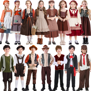 丹麦服装儿童平民演出欧洲童话故事舞台话剧中世纪卖火柴的小女孩