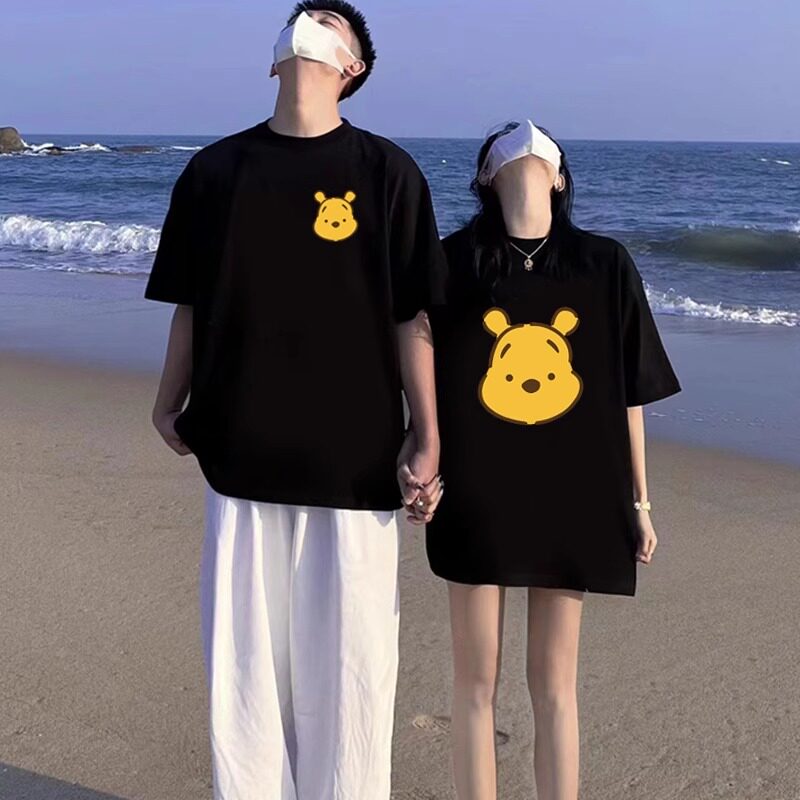 【精梳纯棉紧密】早春情侣装夏装t恤短袖新款潮牌高级维尼熊上衣