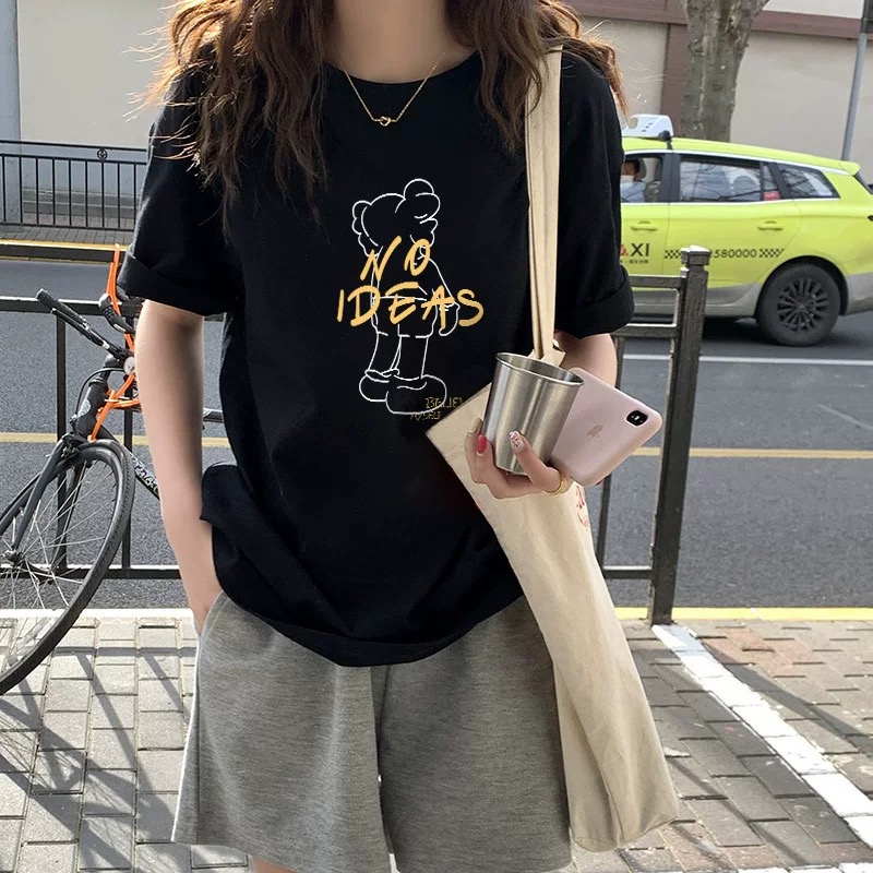 纯棉黑色短袖女t恤2025新款爆款夏季独特设计感小众上衣宽松体恤