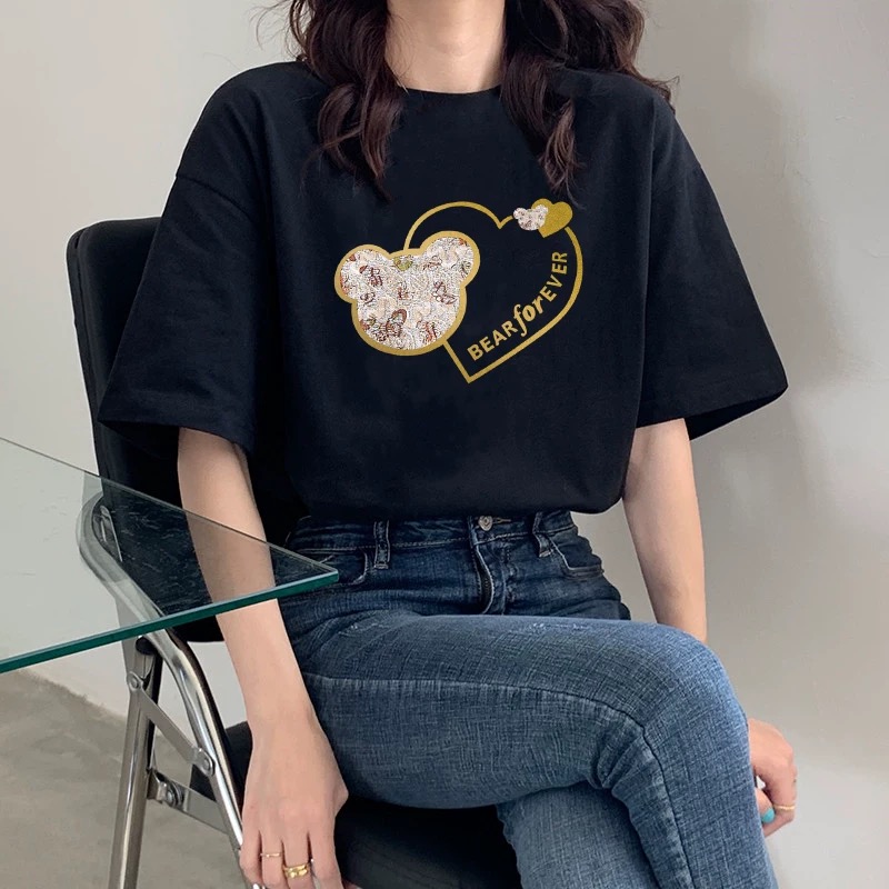 夏季纯棉短袖t恤女2025新款爆款黑色宽松大码体恤设计感小众上衣