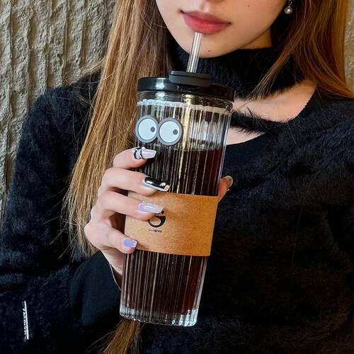 杯派加厚玻璃ins风高颜值吸管杯