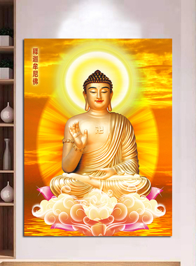 释迦牟尼佛画像阿弥陀佛如来佛祖挂画镇宅招财旺财旺运风水画壁画