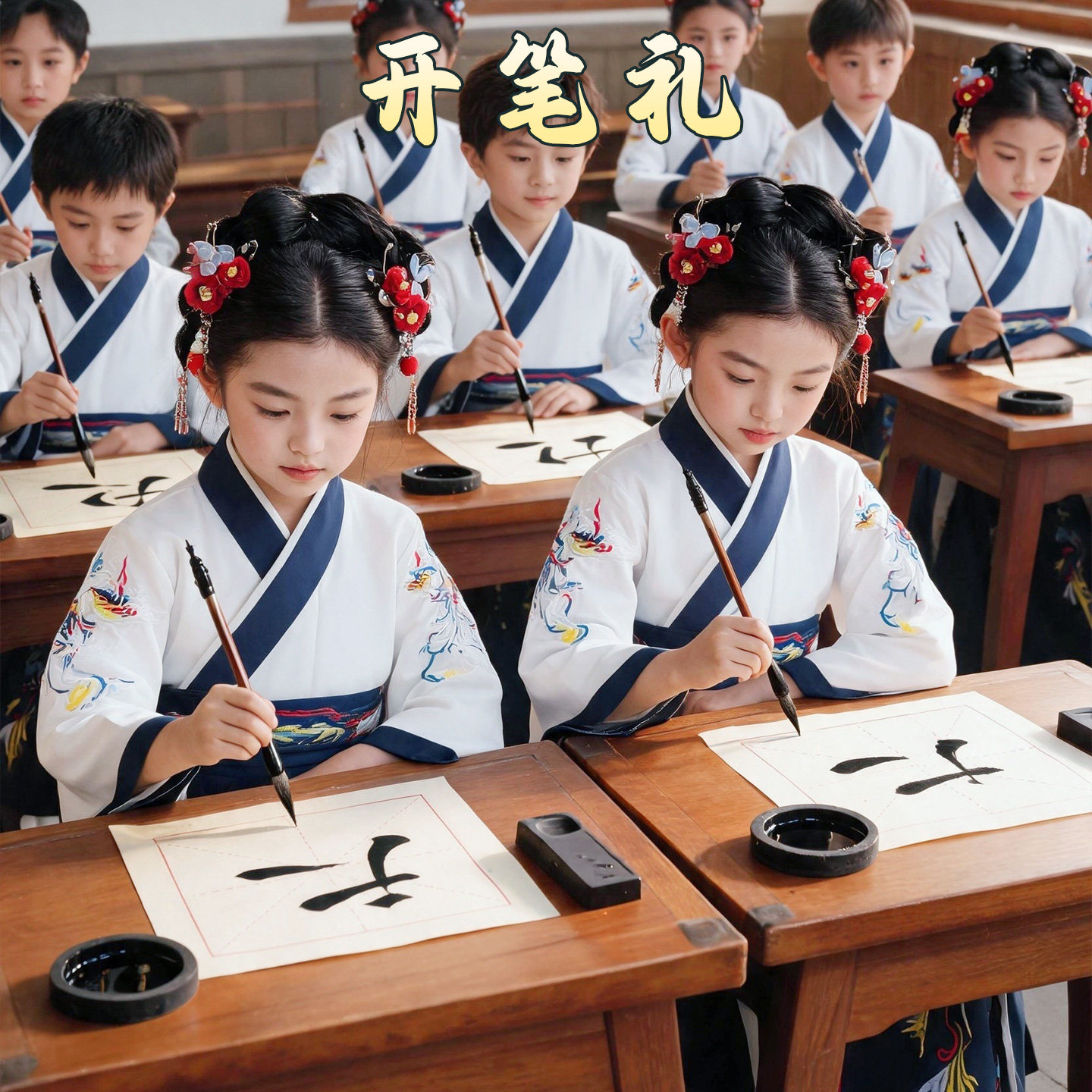 男童汉服国学服套装三字经弟子规演出服小学生开笔礼表演服男孩