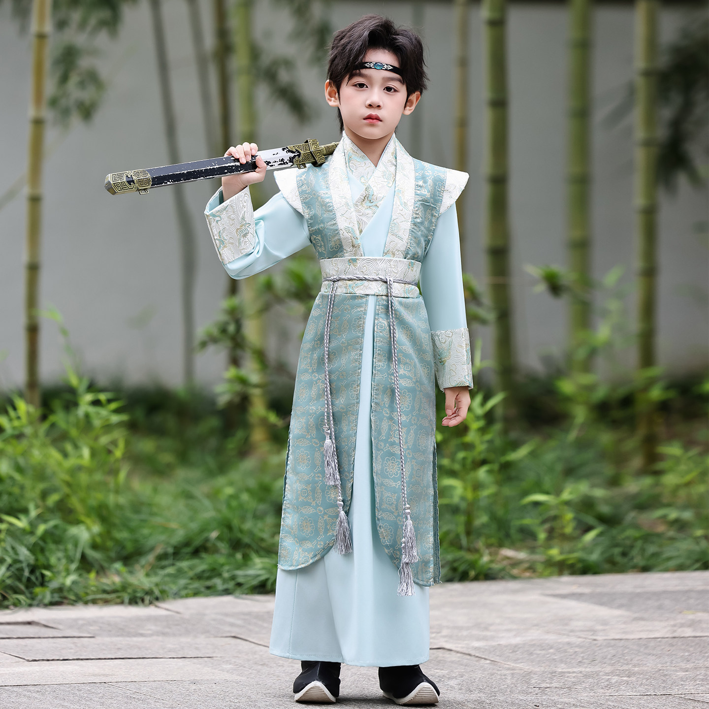 汉服男童春秋古风帅气少爷武侠中国风唐装儿童国风古装国学演出服