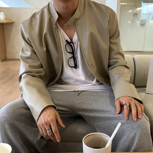 机车皮衣秋冬韩版潮流宽松高级男士复古立领个性夹克MX350-P125图片
