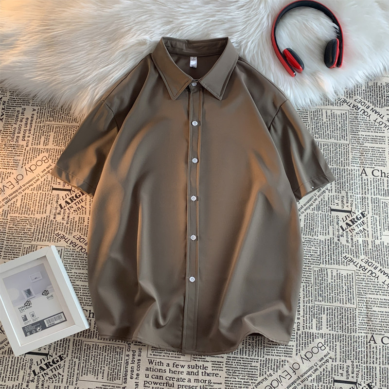 夏季潮流短袖衬衫男韩版宽松纯色垂感透气半袖衫衣外套MX311-P50，男装衬衫，星座713-1