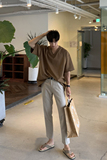 新款纯色男士短袖V领体恤衫韩版宽松百搭潮流打底衫T恤MX312-P38，男装T恤，星座713-1