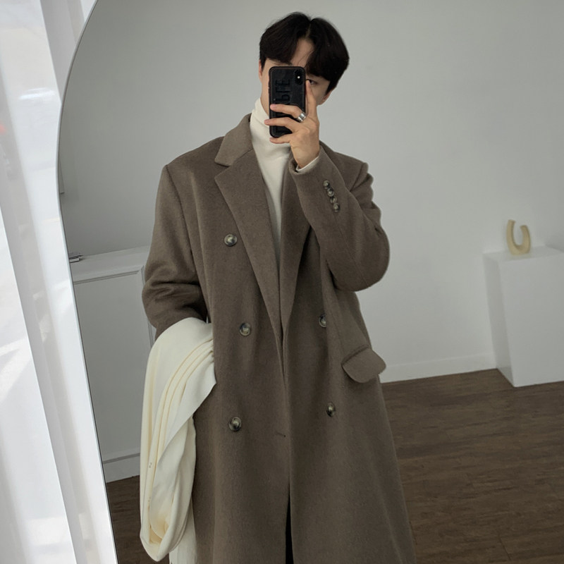 秋冬高级感毛呢大衣男韩版宽松帅气过膝百搭风衣外套MX920-P135，男装毛呢大衣，星座713-1