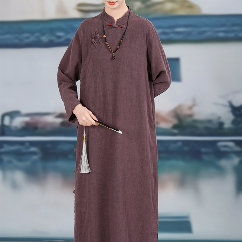苎麻新中式连衣裙女春秋2026复古中式袍子禅意茶服盘扣改良版旗袍,女装/女士精品,连衣裙,淘宝优惠券,粉丝福利购,淘宝优惠卷