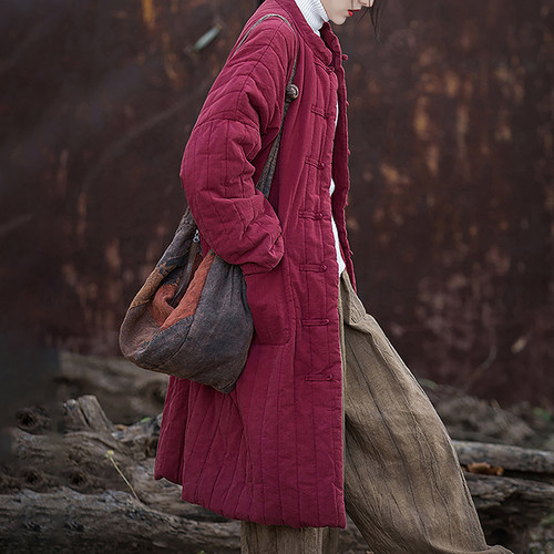 CHSSNIKE亚麻夹棉保暖宽松棉服