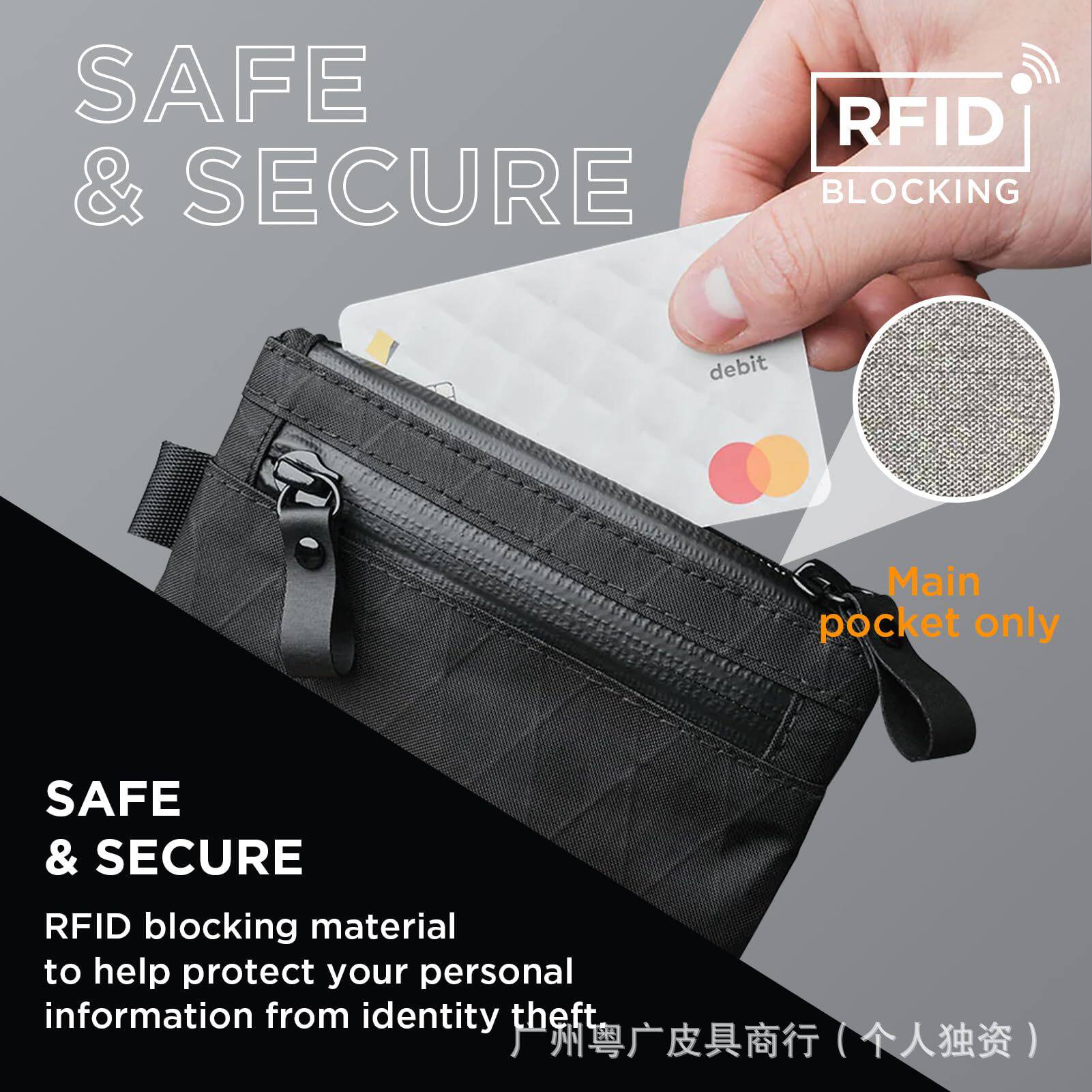 rfid零钱包多功能防盗刷卡包尼龙男士卡包 xpac防水多功能防盗刷