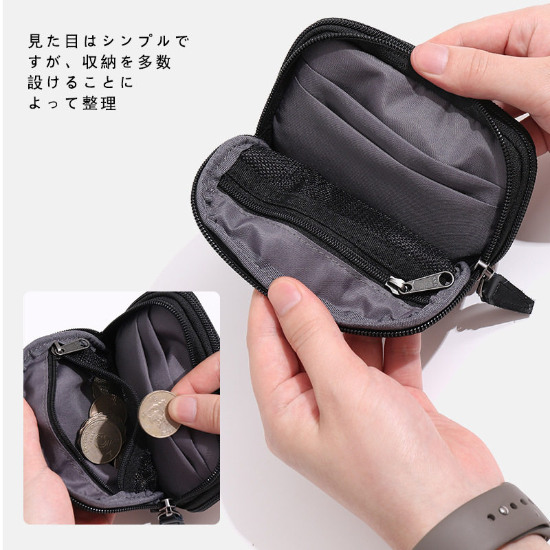 潮牌日系KEY &CARD CASE尼龙暗纹菱格钥匙包迷你零钱包卡包小挂包
