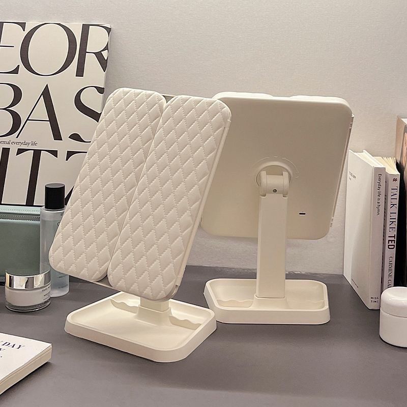 新品LED化妆镜子台式带灯三面折叠放大网红宿舍桌面美妆卧室