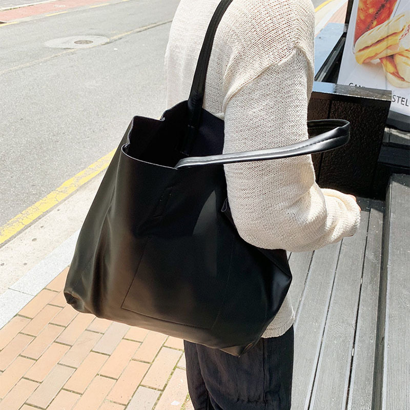 新品男生大容量托特包 通勤百搭皮质托特包女 手提大容量单肩包图片