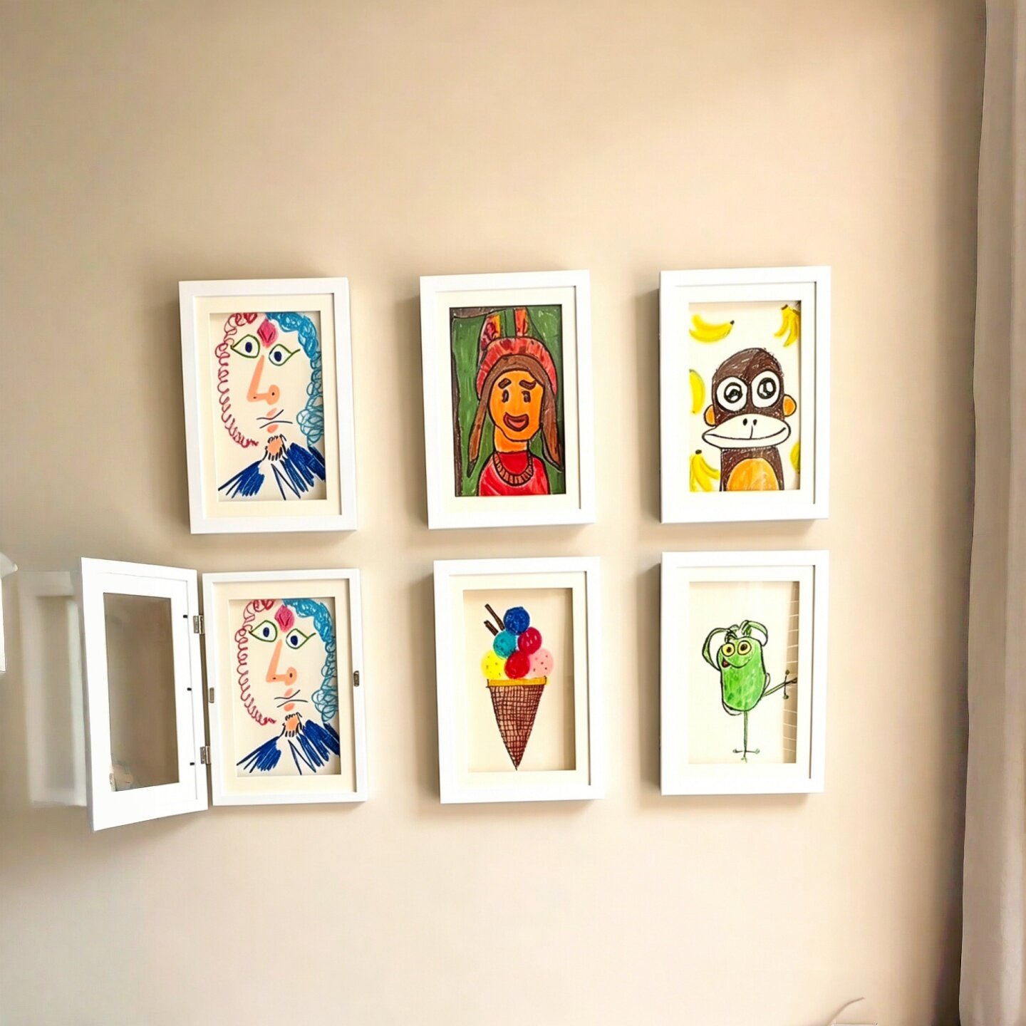 画框装裱儿童磁吸可翻盖幼儿园画作收纳展示相框挂墙艺术装饰框架