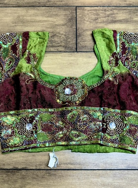 绿色系印度舞演出服异域风旅拍造型民族风部落风肚皮舞上衣choli