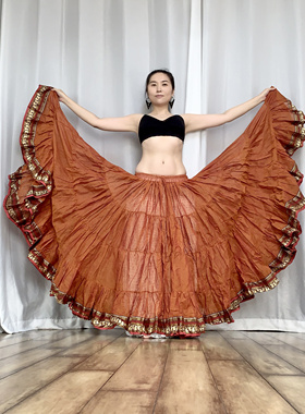 新款现货大地色系ATS/FCBD美国部落风大摆裙