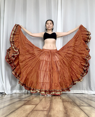 新款现货大地色系ATS/FCBD美国部落风大摆裙