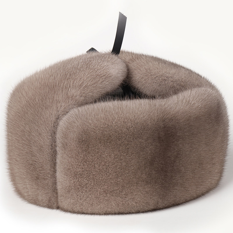 水貂帽子男中老年 貂毛老头帽冬天保暖皮草棉帽 护耳整貂皮雷锋帽