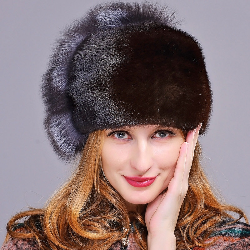 貂皮帽子女士冬季整貂水貂毛帽子中老年加厚保暖皮草帽子女妈妈帽
