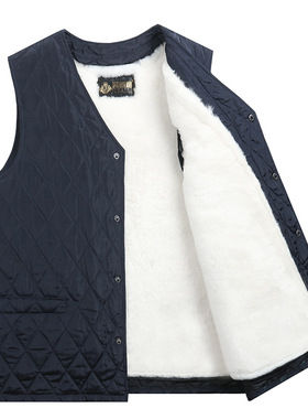 羊毛马甲皮毛一体男冬季保暖加厚棉坎肩真皮背心中老年马夹爸爸装