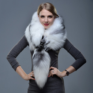 整只狐狸皮围脖男女围巾冬季时尚保暖整条狐狸披肩整皮蓝狐毛领子