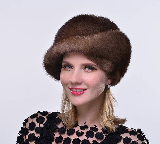 进口水貂毛皮草帽子女冬季新款好看淑女整貂百搭保暖冬天户外礼帽