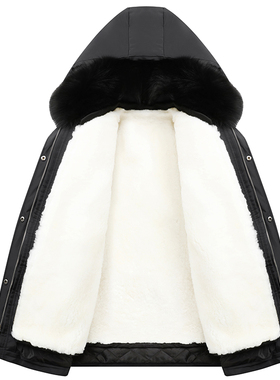 真羊毛棉袄男皮毛一体棉衣保暖加厚棉服中老年冬季羊皮外套爸爸装