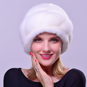 进口水貂皮帽子女整张皮草帽貂毛贝雷礼帽皮草帽冬季 保暖女裘皮帽