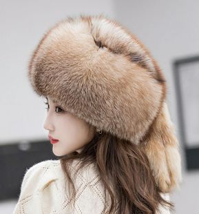 新款冬季保暖百搭女士狐狸毛皮草帽子真毛整皮蒙古帽东北滑雪帽