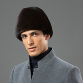 水貂皮草帽子男冬季 整水貂保暖护耳帽男士 户外绅士帽简约老头帽